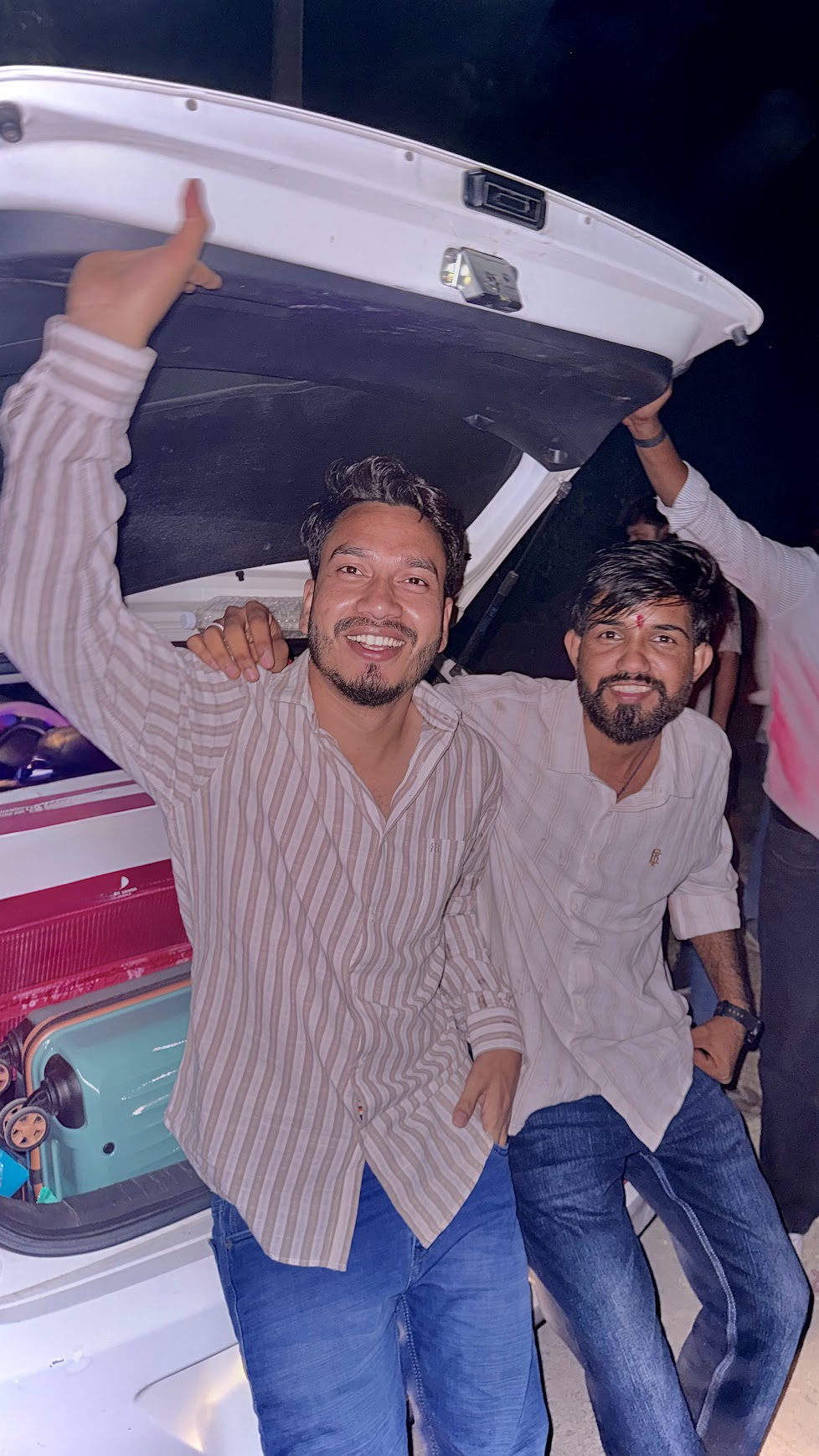 Rahul Gurjar celebrating with a friend
