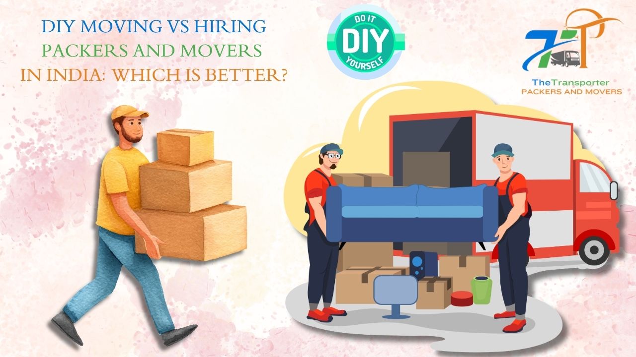 Comparison of a person packing boxes alone versus a professional moving crew at work