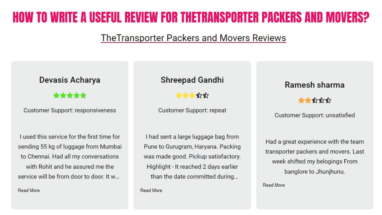 How to Write a Useful Review for TheTransporter Packers and Movers
