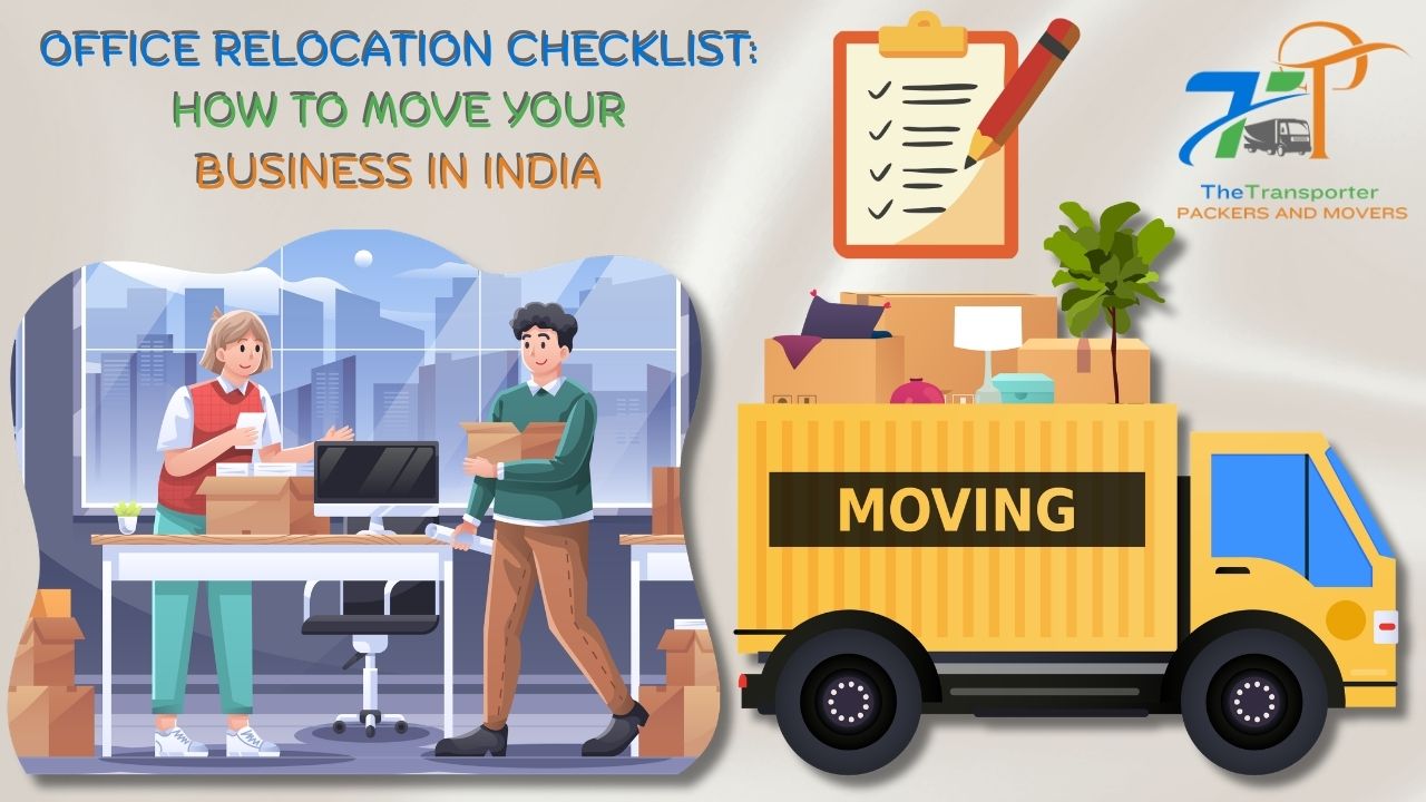 Office desks and equipment packed and ready for business relocation in India
