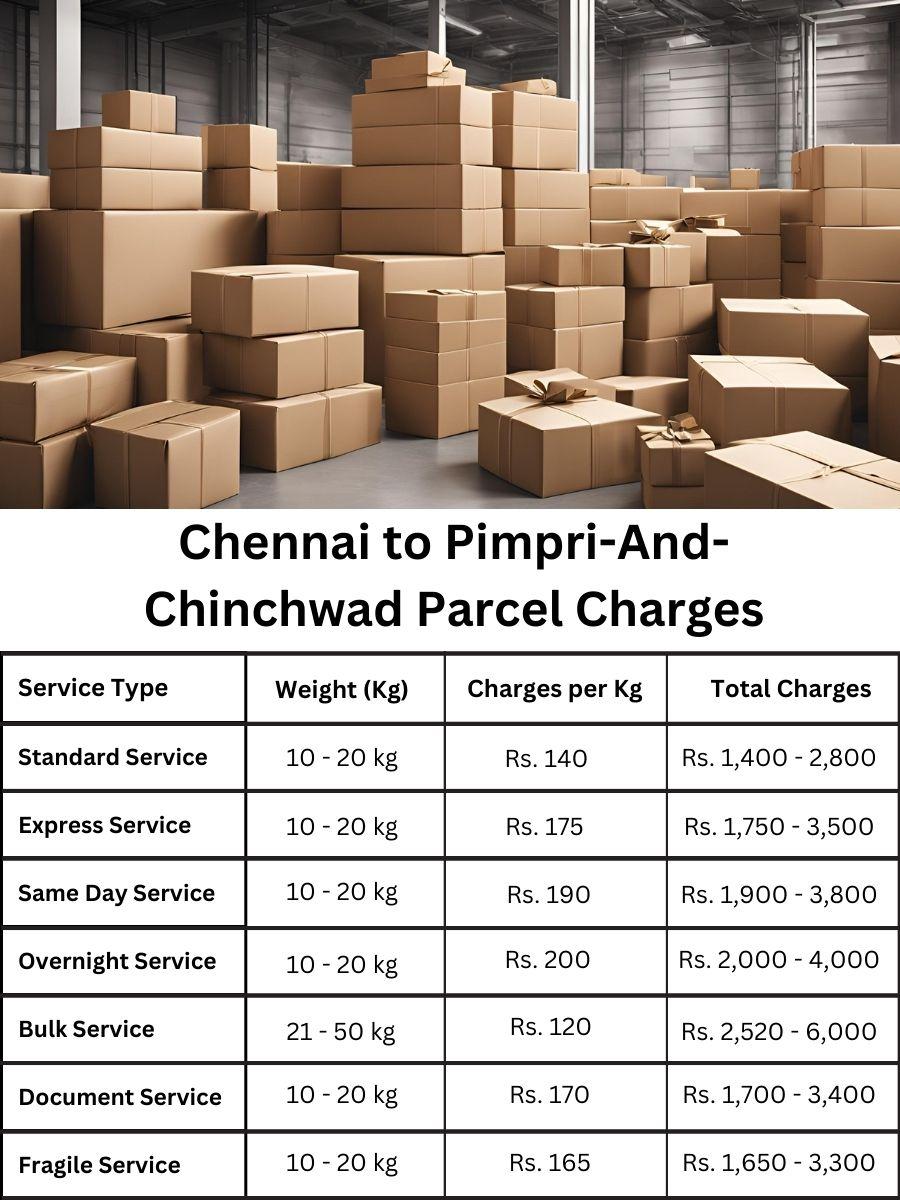 Rate list, parcel pricing, charges for Pimpri And Chinchwad from Chennai