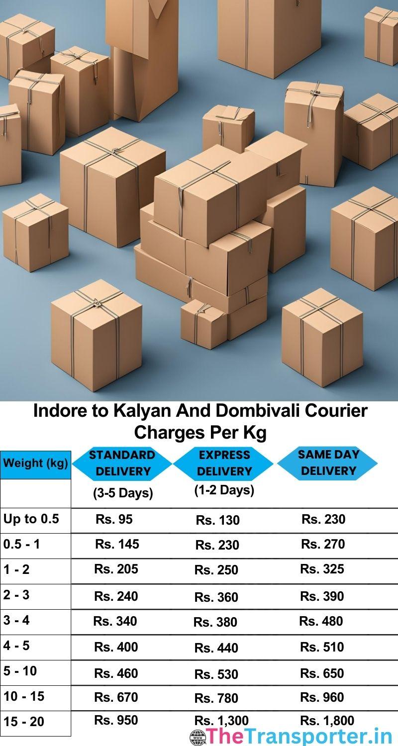 Indore to Kalyan and dombivali courier charges per Kg list