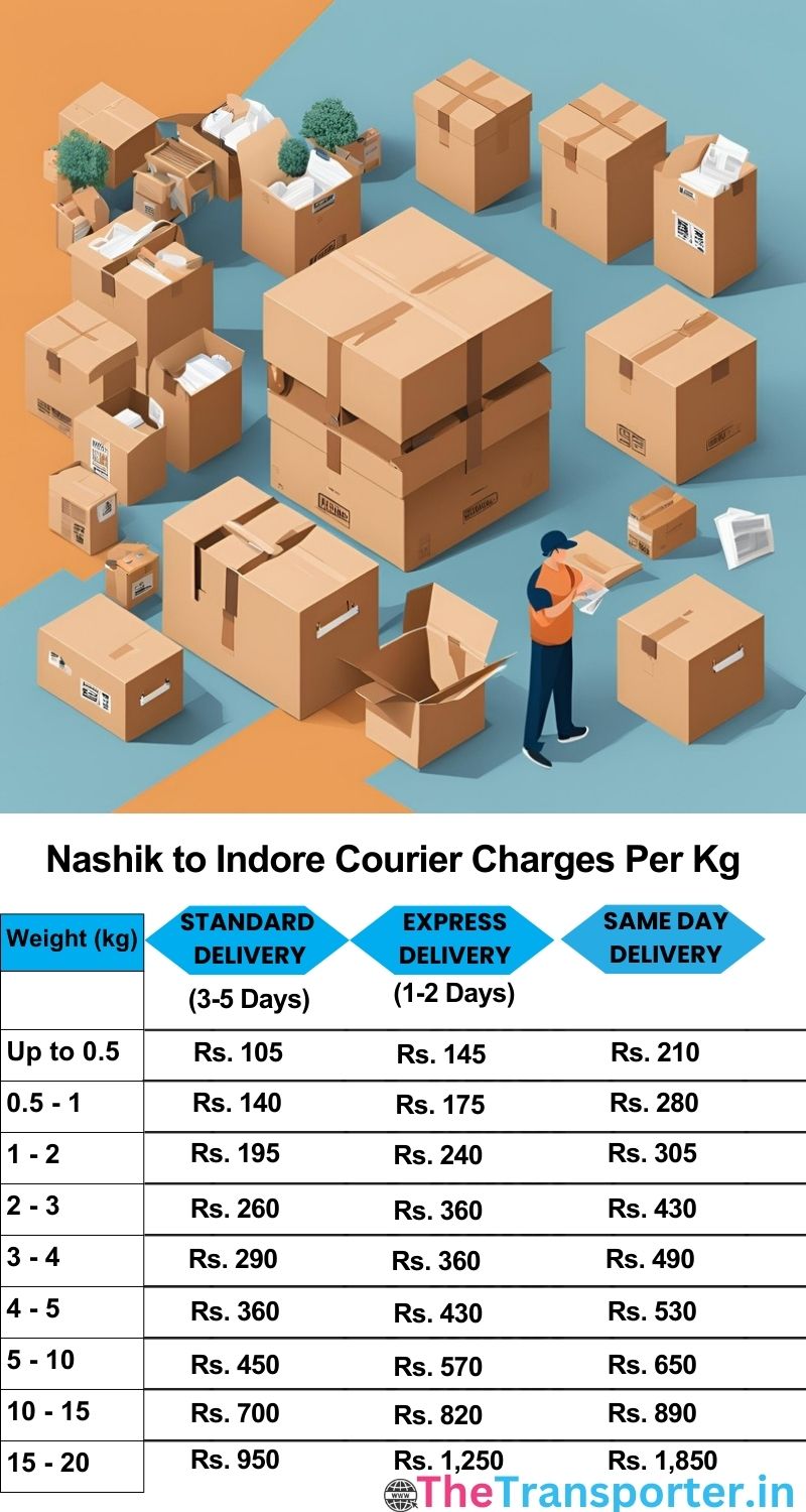 Nashik to Indore courier charges per Kg list