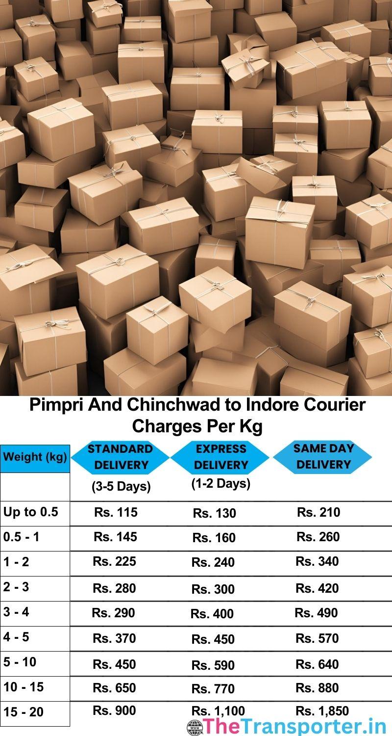 Pimpri and Chinchwad to Indore courier charges per Kg list