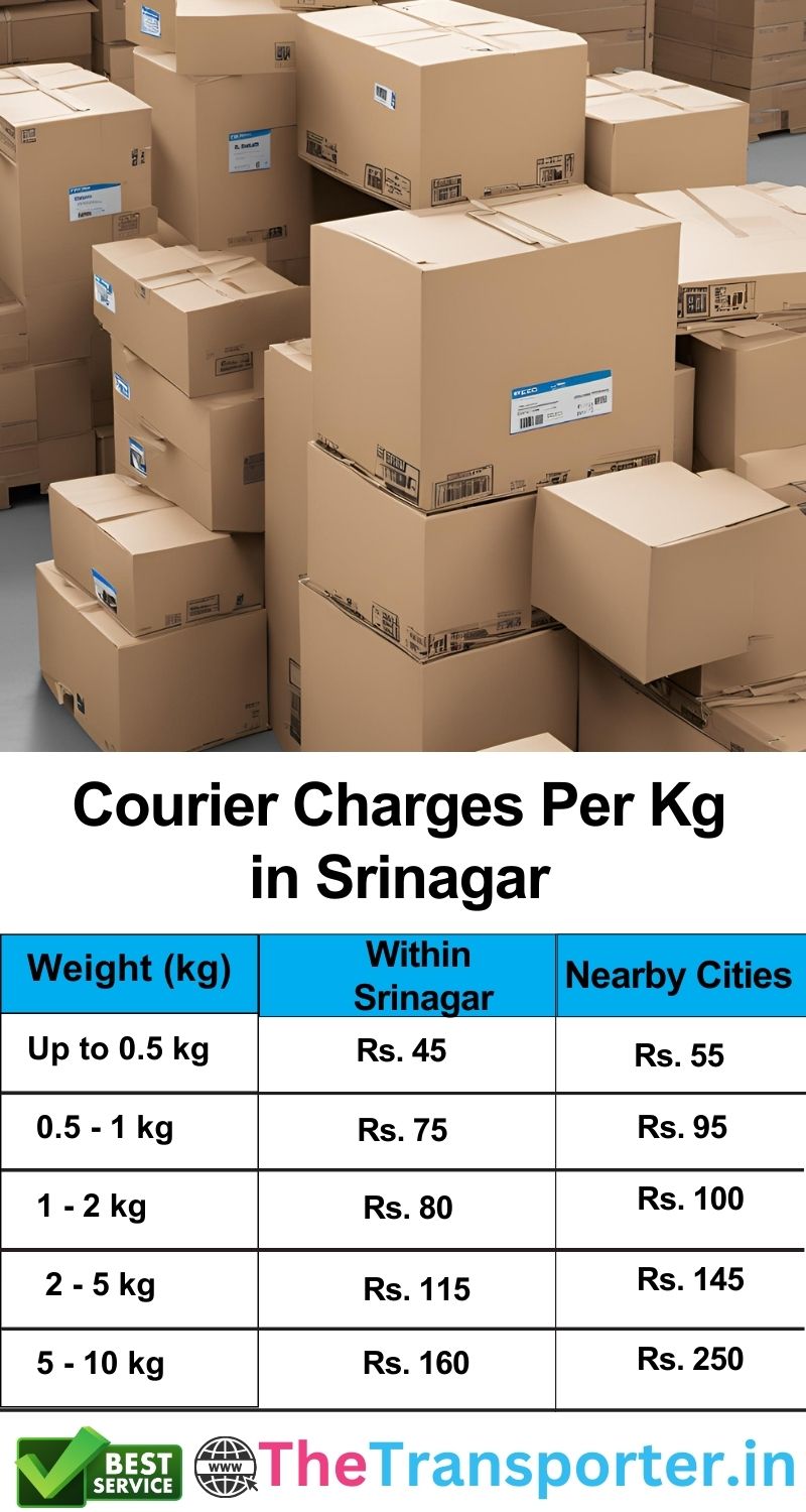 professional courier charges Srinagar per kg