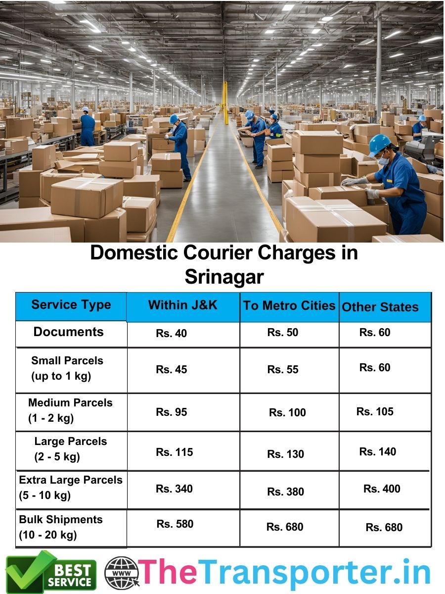 professional Srinagar courier domestic charges per kg