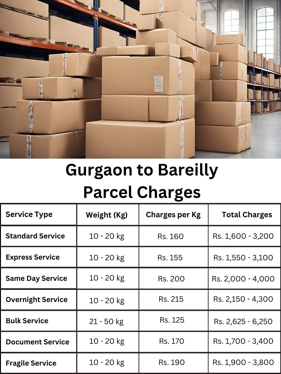 invoice tracker, payment sheet, cost register Gurgaon to Bareilly