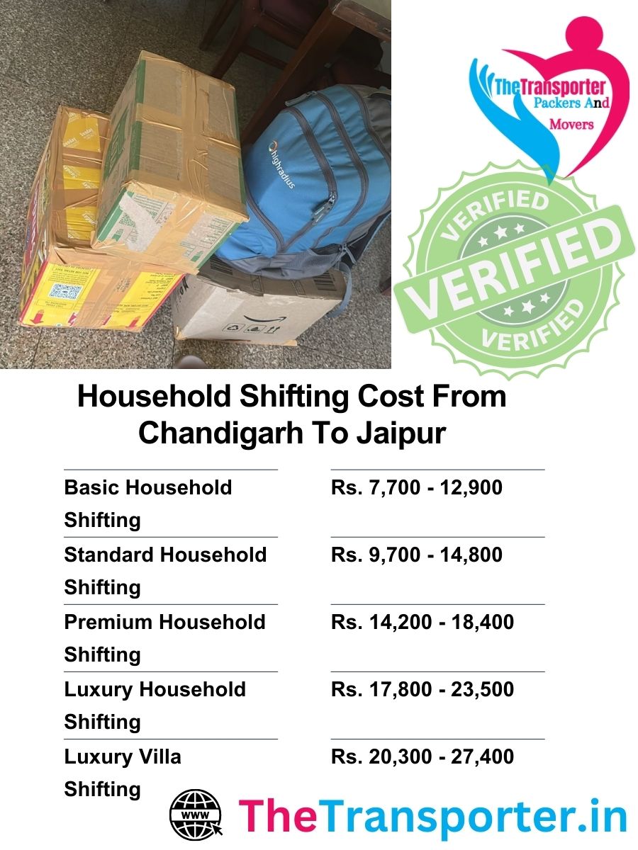 Chandigarh to Jaipur house Moving with experienced staff