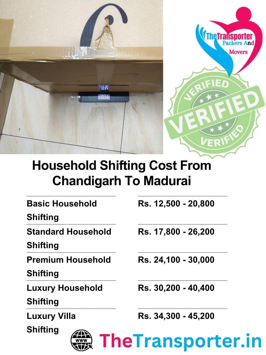 Chandigarh to Madurai house shifting services with expert help