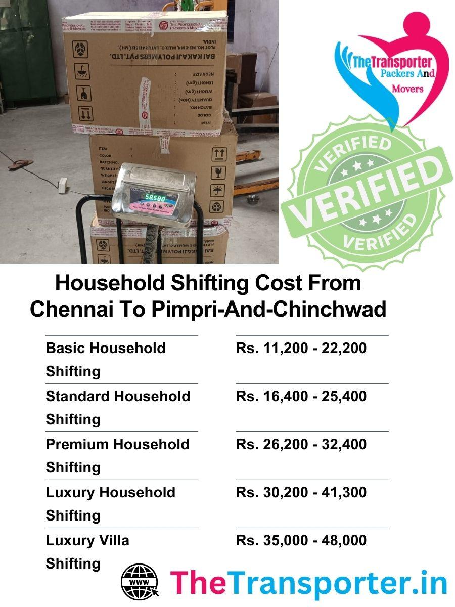 Chennai to Pimpri And Chinchwad household moving charges with full support