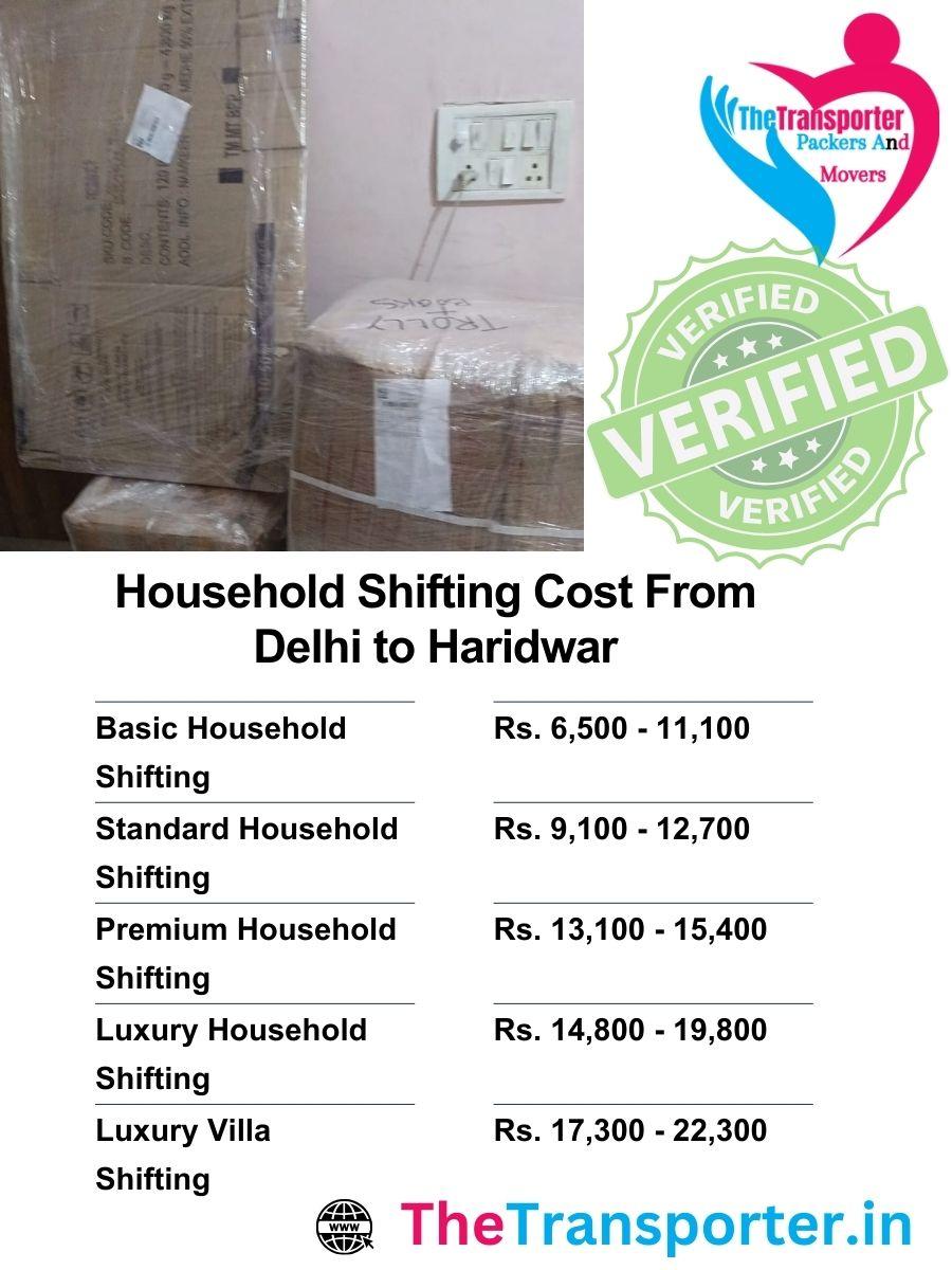 Delhi to Haridwar home shifting charges with moving support