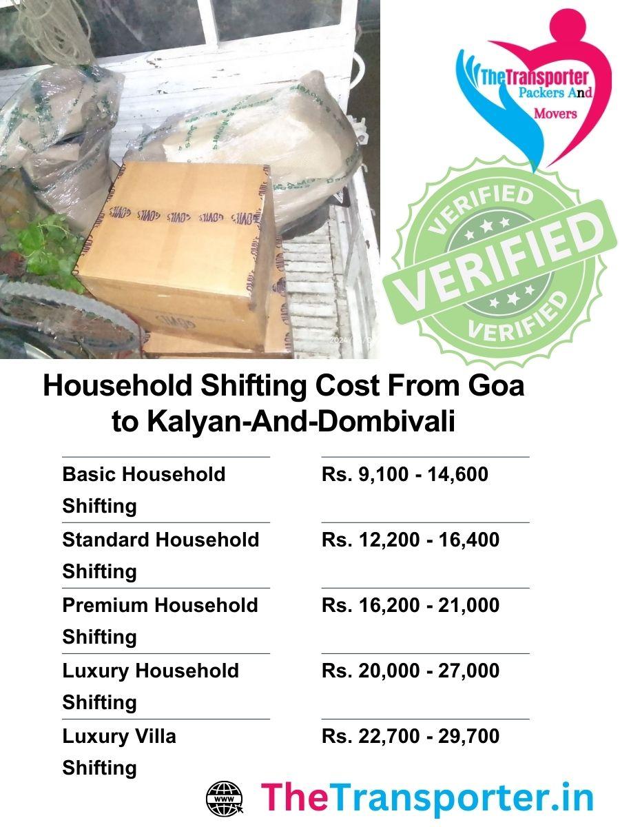 Verified home shifting services from Goa to Kalyan And Dombivali