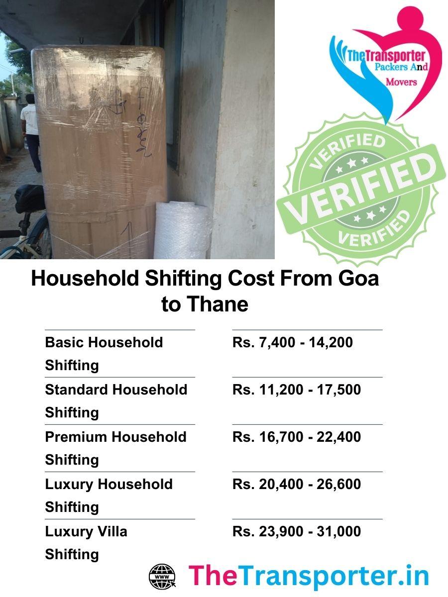 House shifting full rate list for Goa to Thane