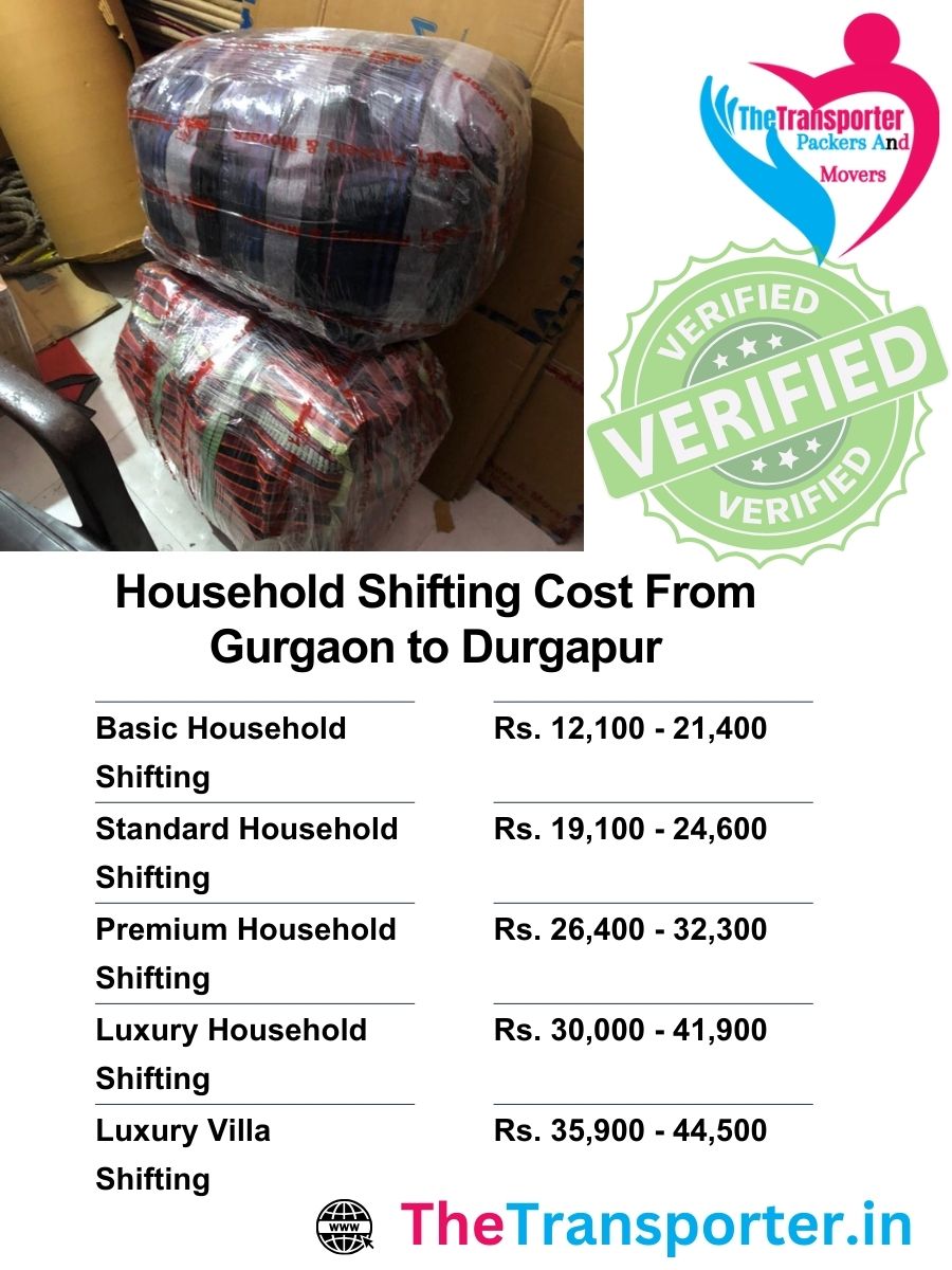 Household transfer pricing Gurgaon to Durgapur aligned by shifting timeline and service stages