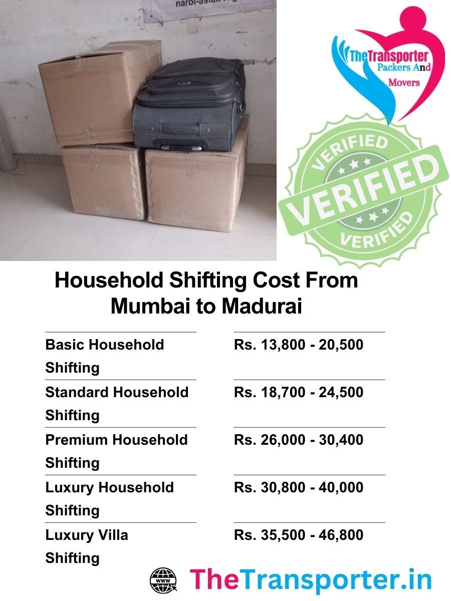 Mumbai to Madurai household moving rates with complete services