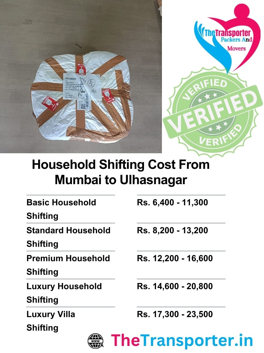 House shifting charges Mumbai to Ulhasnagar shaped by helper strength and room configuration