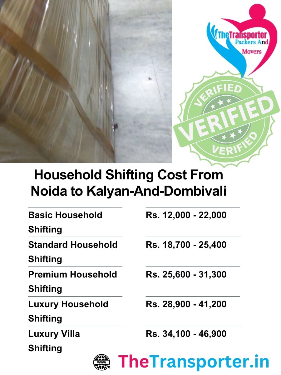 Household moving rates from Noida to Kalyan And Dombivali with fast transit