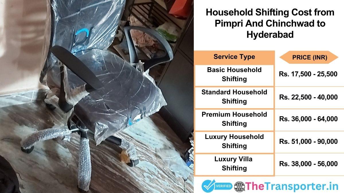 Household shifting charges list from Pimpri and Chinchwad to Hyderabad