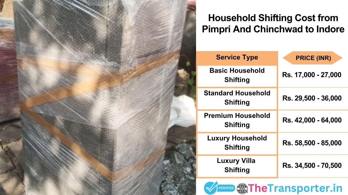Household shifting charges list from Pimpri and Chinchwad to Indore