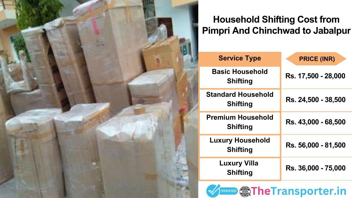 Household shifting charges list from Pimpri and Chinchwad to Jabalpur
