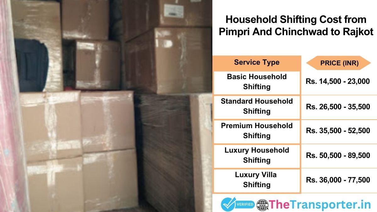 Household shifting charges list from Pimpri and Chinchwad to Rajkot