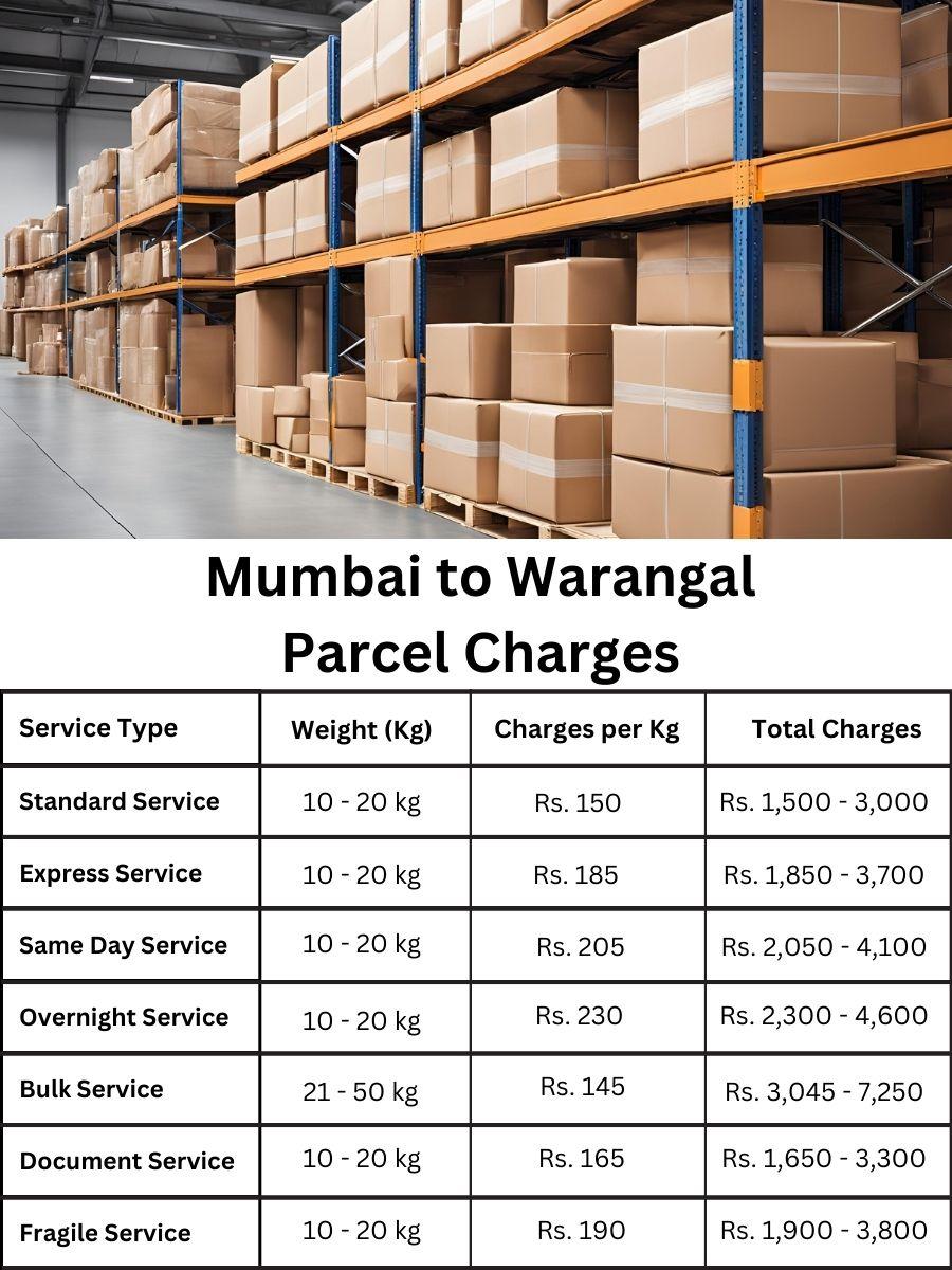 invoice log, charge planner, payment summary Mumbai to Warangal