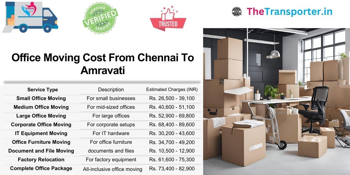 Affordable Chennai to Amravati workspace shifting rates for medium and large offices