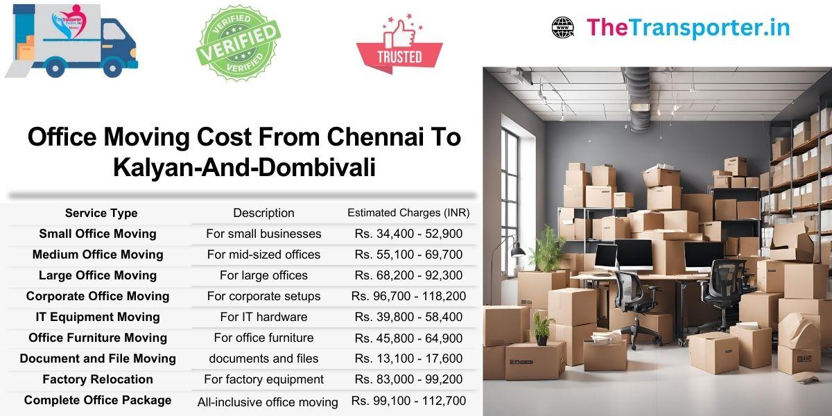 Chennai to Kalyan Dombivali office shifting cost estimate