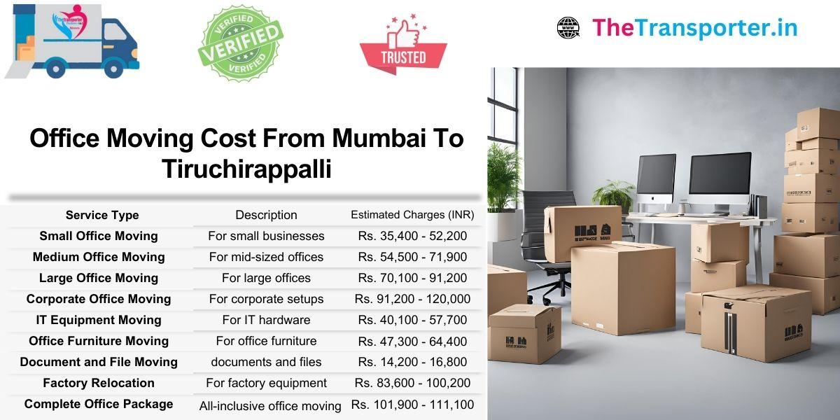 Office Moving Mumbai to Tiruchirappalli with charges per workstation and server rack