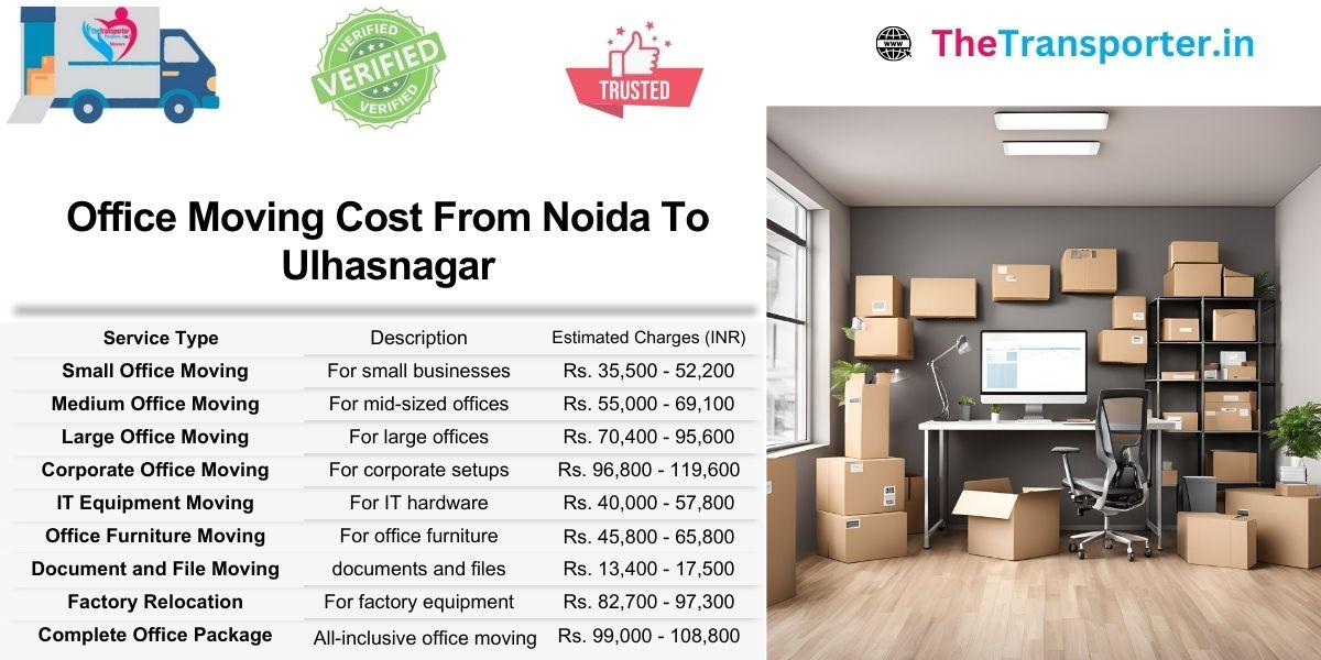 Office shifting estimate Noida to Ulhasnagar for meeting space and wired zones