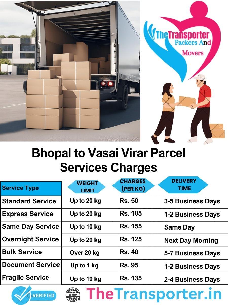 Bhopal to Vasai-virar parcel delivery charges list