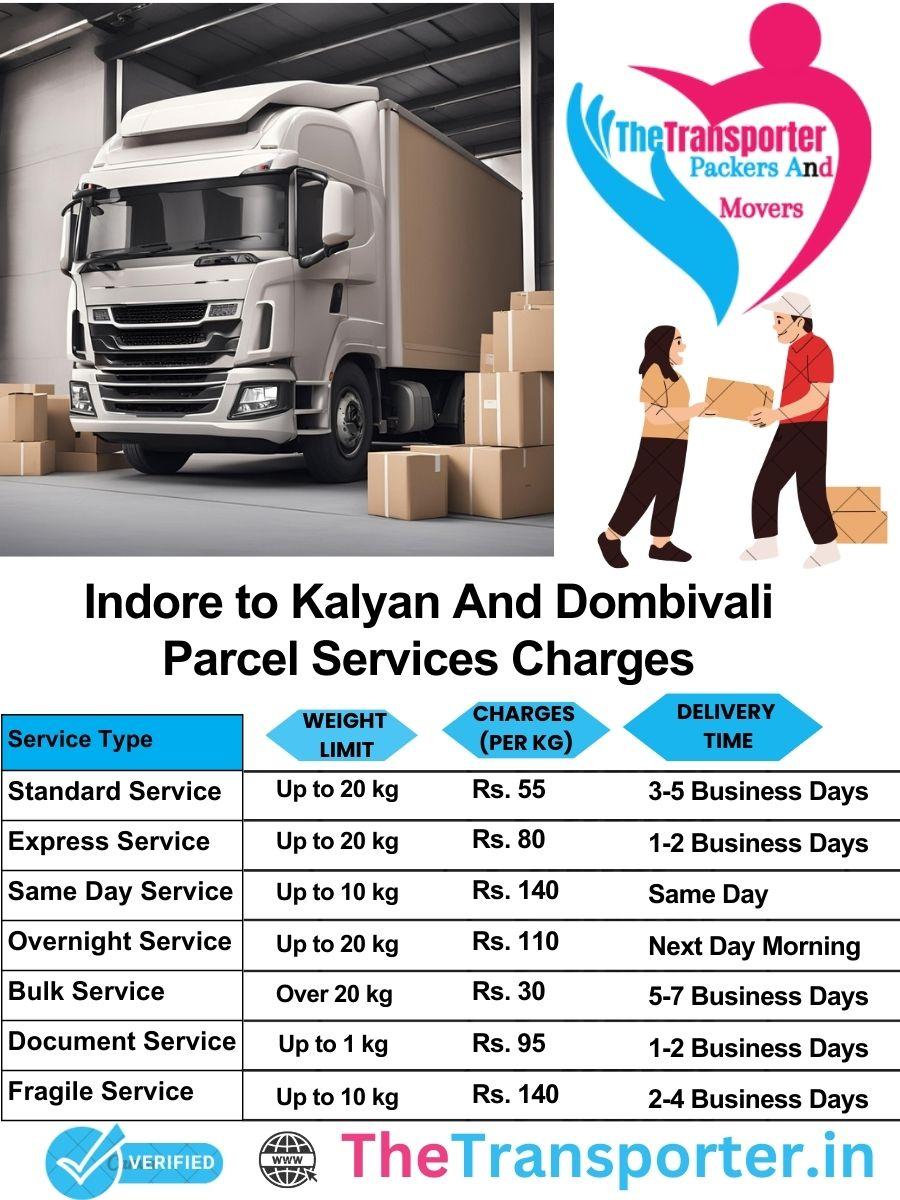Indore to Kalyan and dombivali parcel delivery charges list