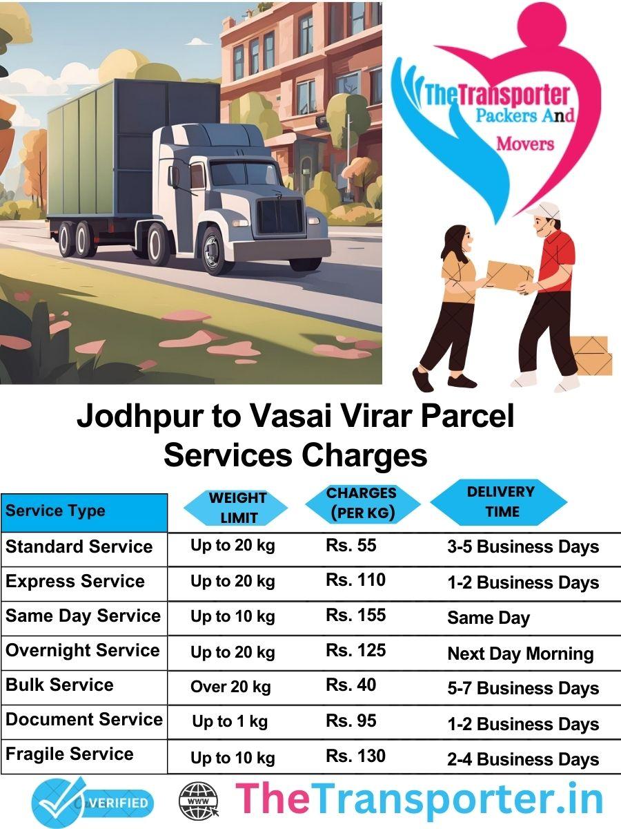 Jodhpur to Vasai-virar parcel delivery charges list