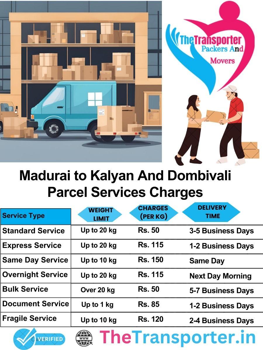 Madurai to Kalyan and dombivali parcel delivery charges list