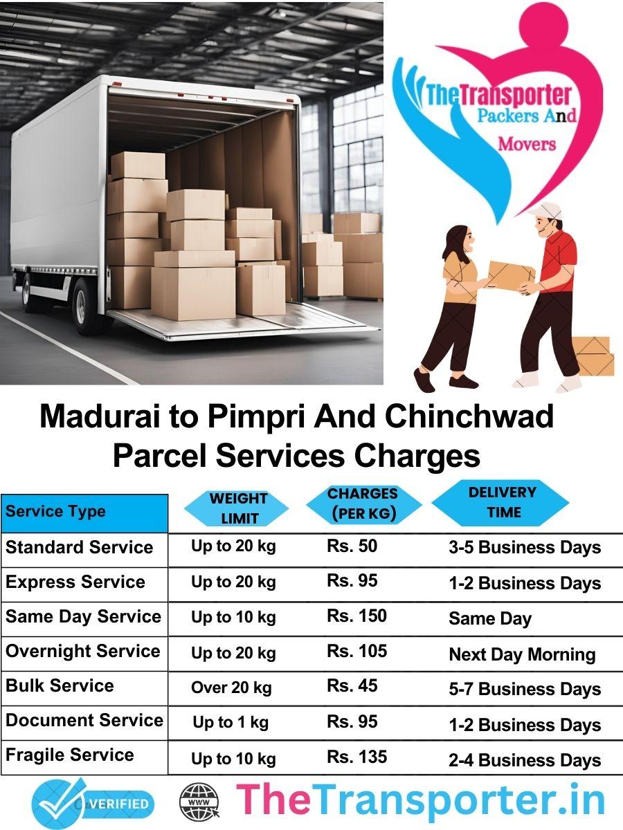 Madurai to Pimpri and chinchwad parcel delivery charges list