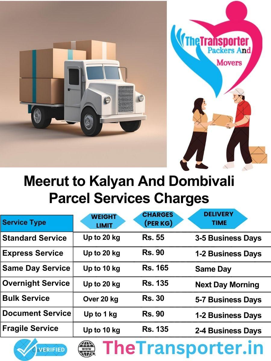 Meerut to Kalyan and dombivali parcel delivery charges list