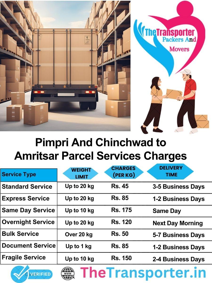 Pimpri and Chinchwad to Amritsar parcel delivery charges list