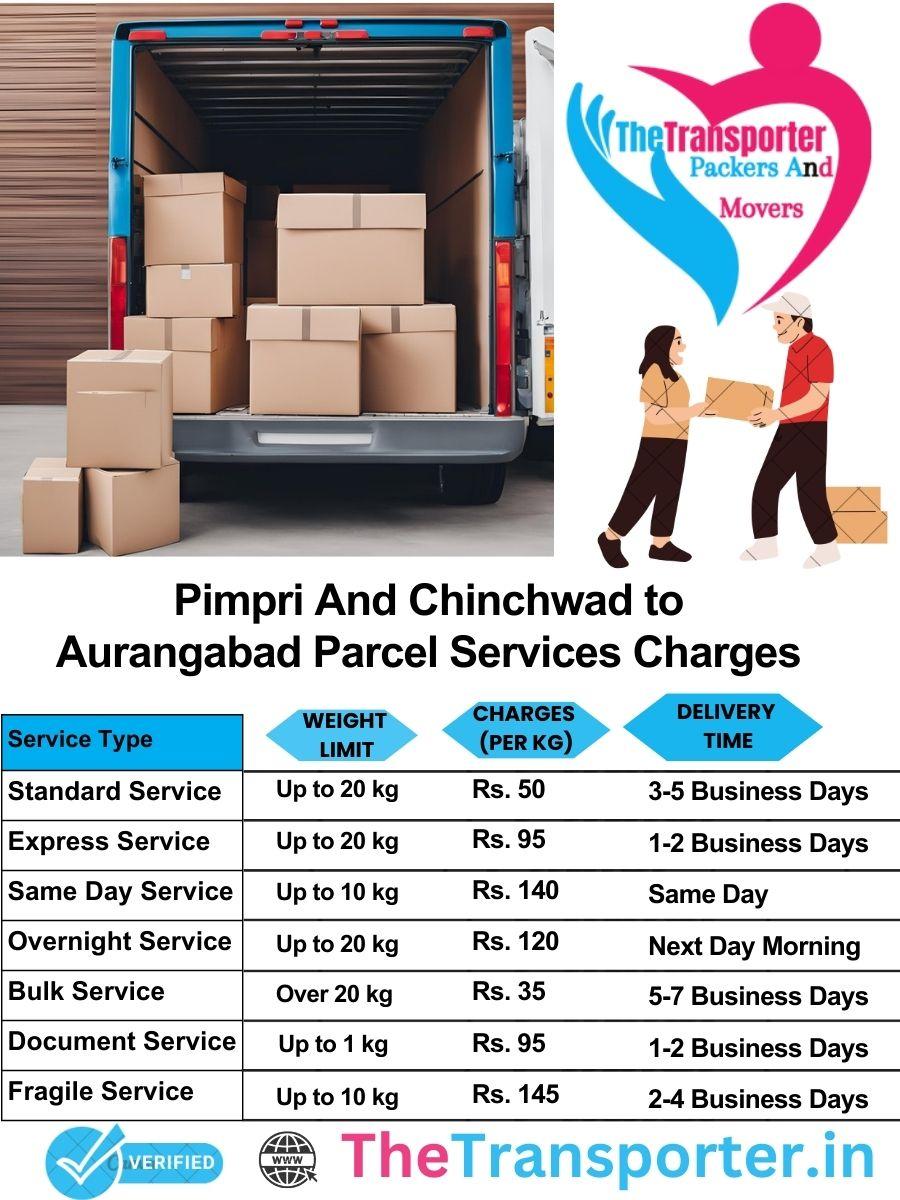 Pimpri and Chinchwad to Aurangabad parcel delivery charges list