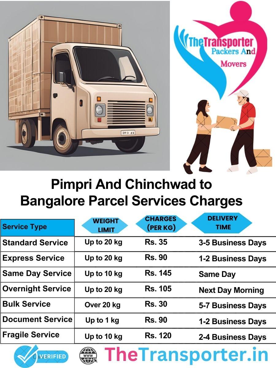 Pimpri and Chinchwad to Bangalore parcel delivery charges list