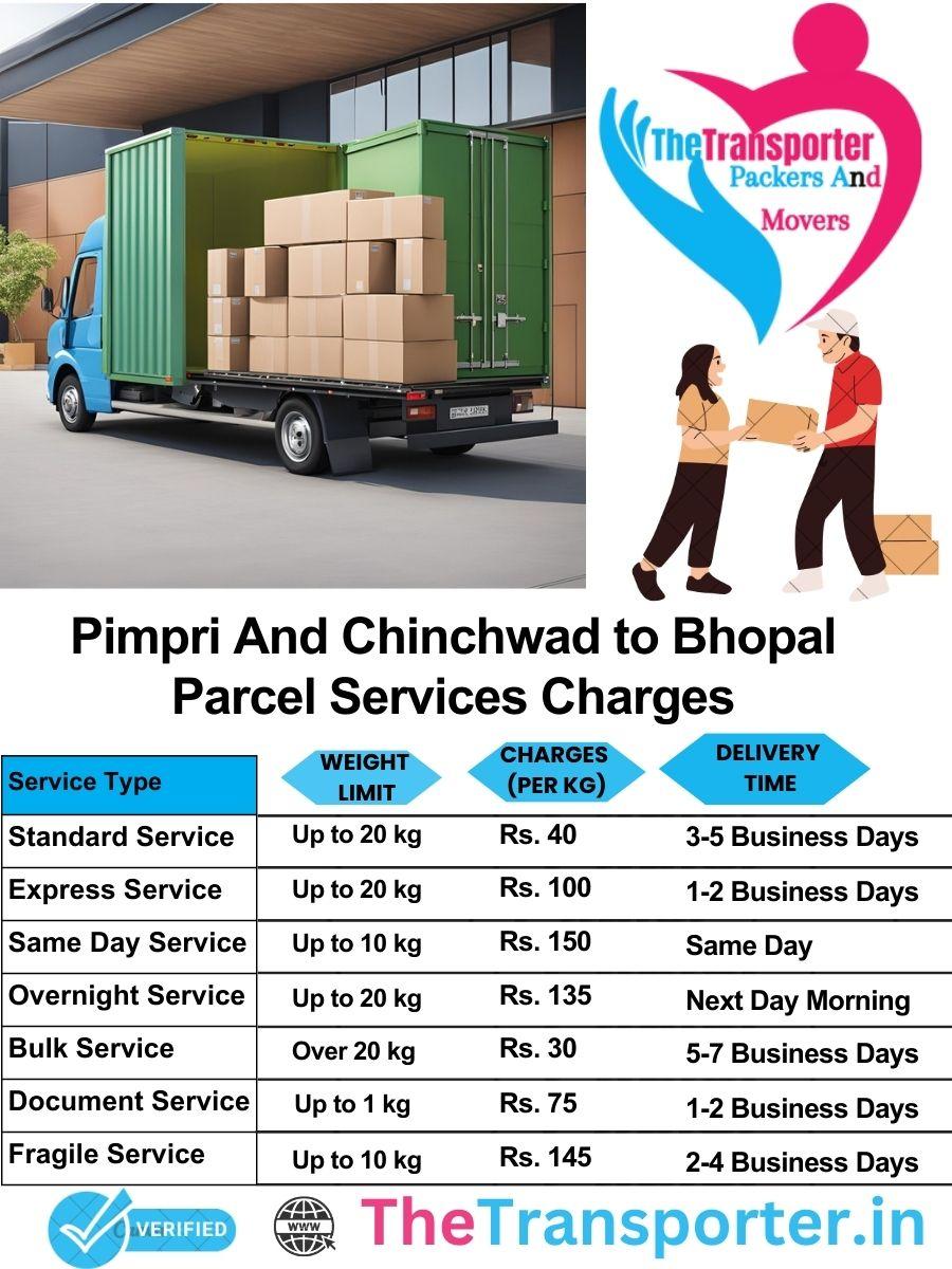 Pimpri and Chinchwad to Bhopal parcel delivery charges list