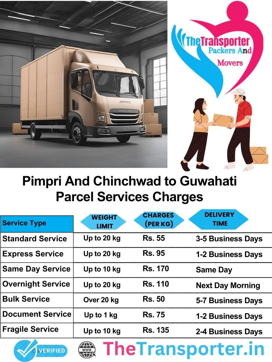 Pimpri and Chinchwad to Guwahati parcel delivery charges list