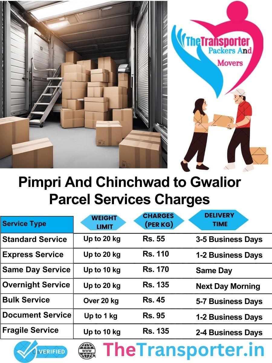 Pimpri and Chinchwad to Gwalior parcel delivery charges list