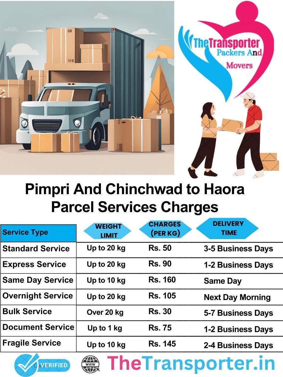 Pimpri and Chinchwad to Haora parcel delivery charges list