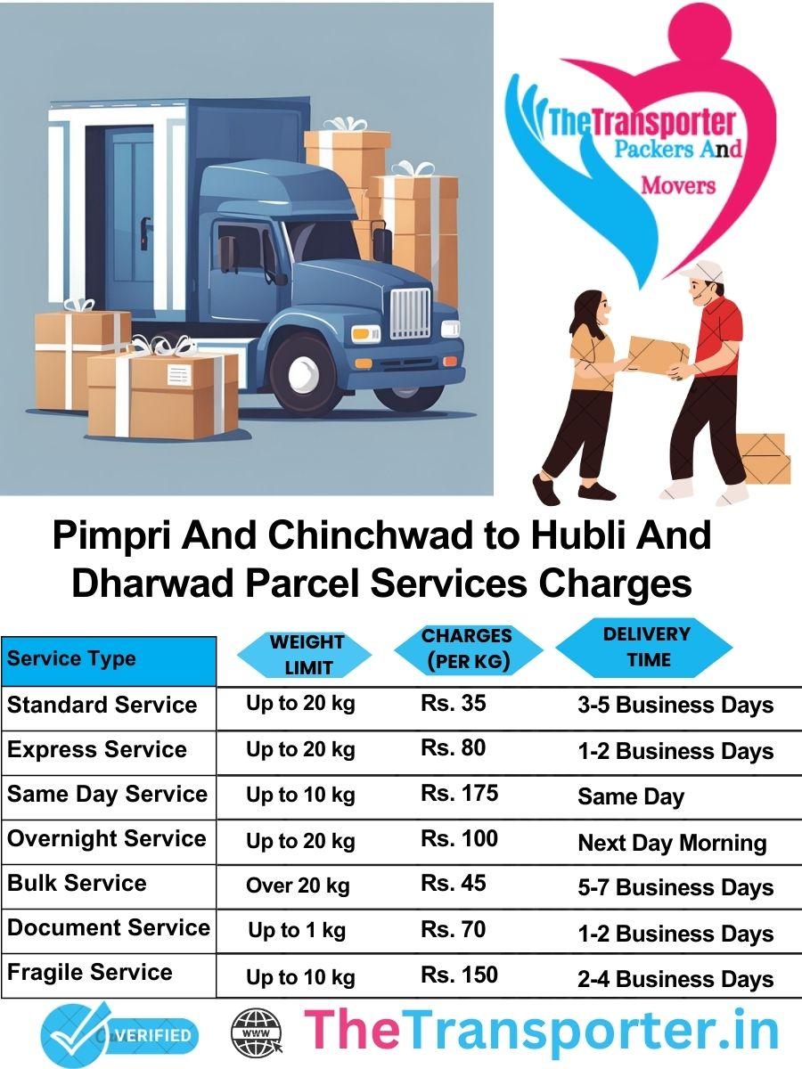 Pimpri and Chinchwad to Hubli and dharwad parcel delivery charges list