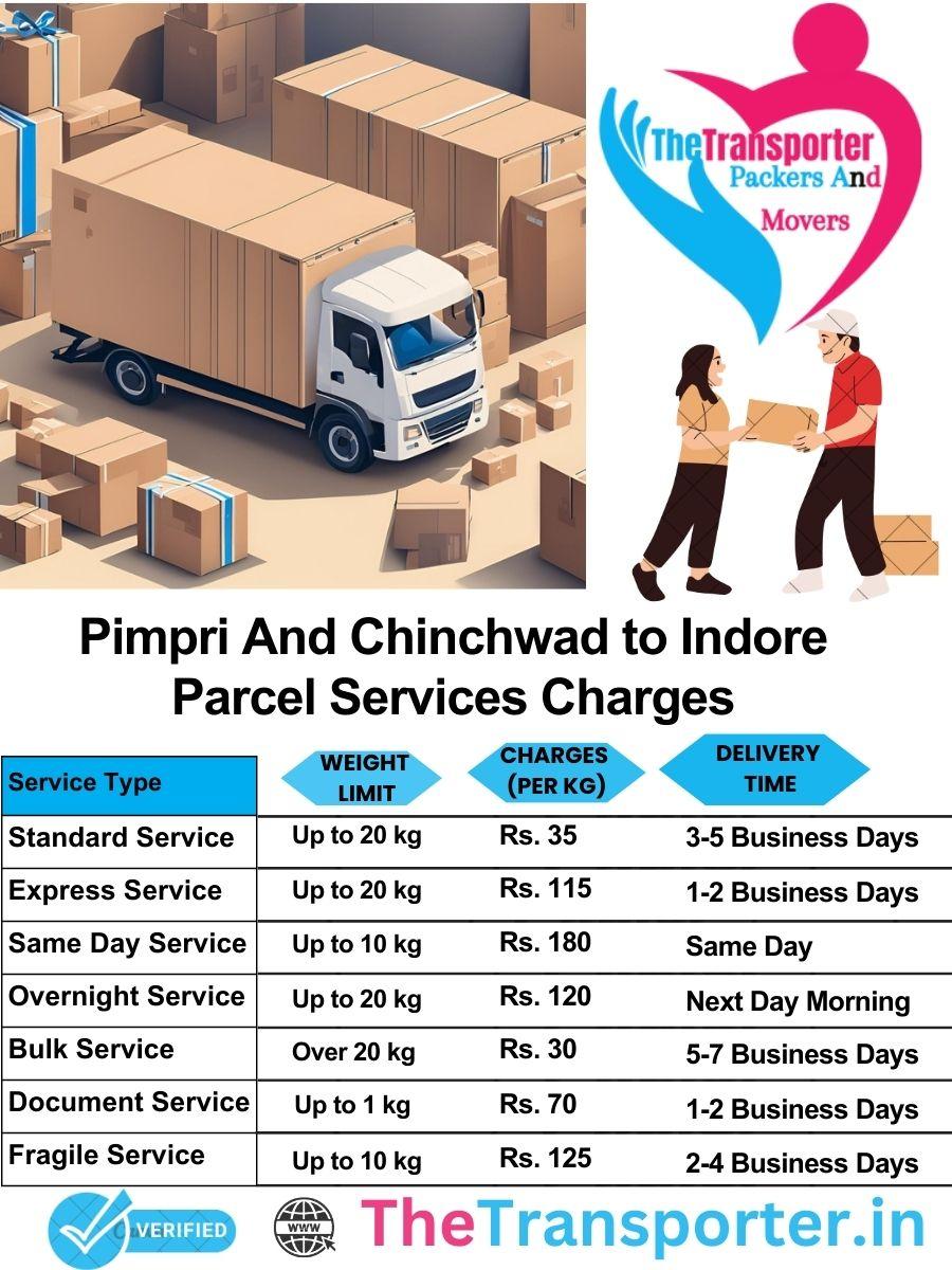 Pimpri and Chinchwad to Indore parcel delivery charges list