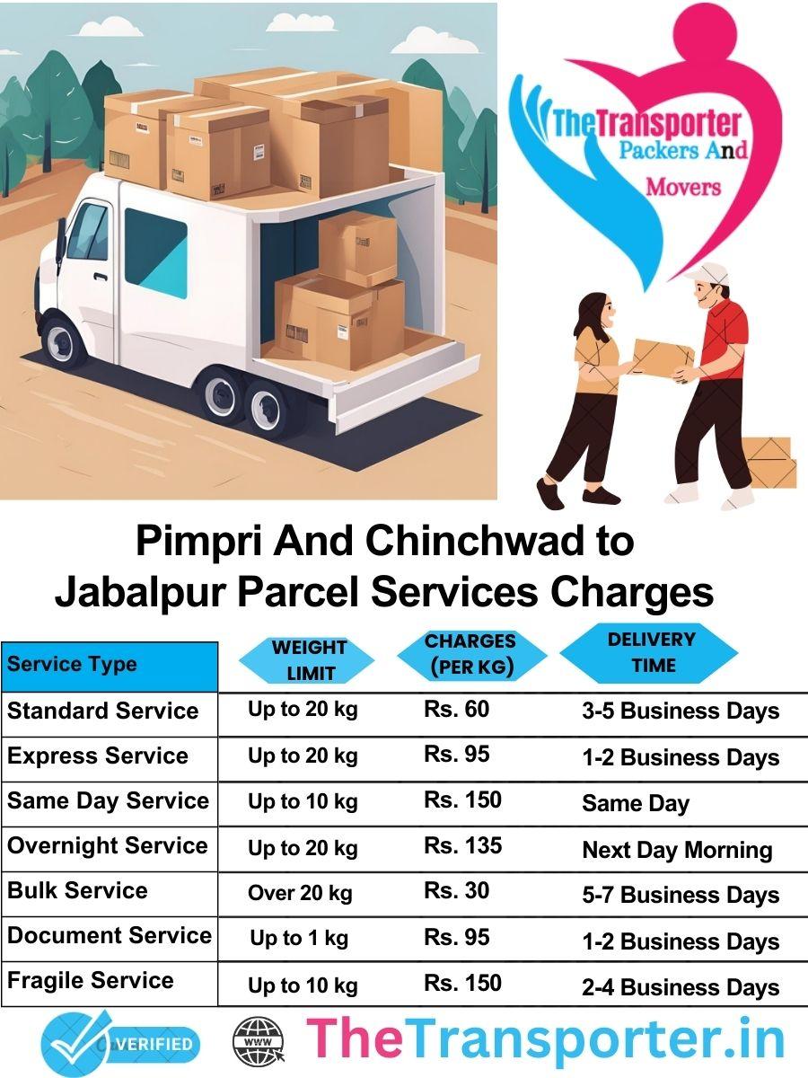 Pimpri and Chinchwad to Jabalpur parcel delivery charges list