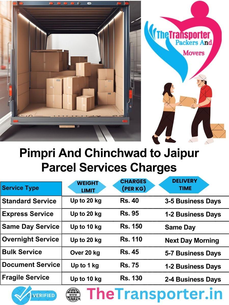 Pimpri and Chinchwad to Jaipur parcel delivery charges list