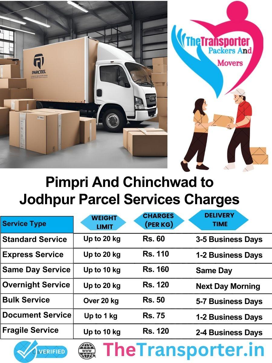 Pimpri and Chinchwad to Jodhpur parcel delivery charges list
