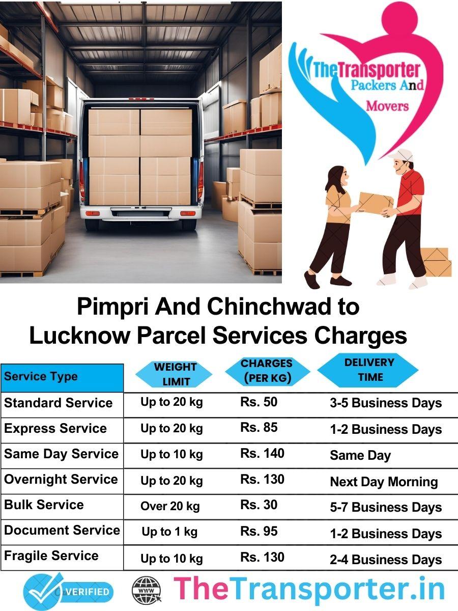 Pimpri and Chinchwad to Lucknow parcel delivery charges list