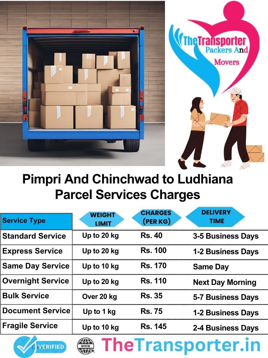Pimpri and Chinchwad to Ludhiana parcel delivery charges list
